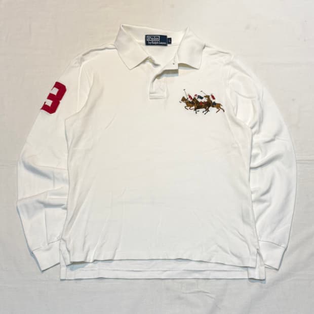 폴로 랄프로렌 빅포니 멀티포니 롱슬리브 카라티 화이트