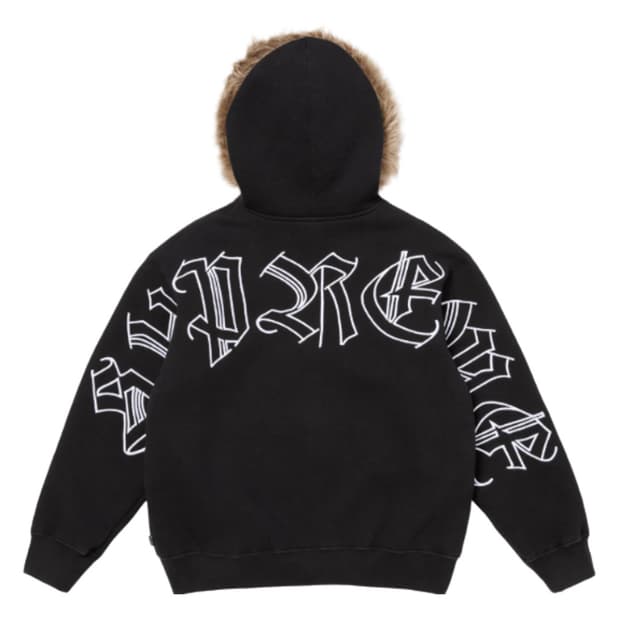 25FW 슈프림 포우 퍼 집업 후드 스웨트셔츠 블랙 L