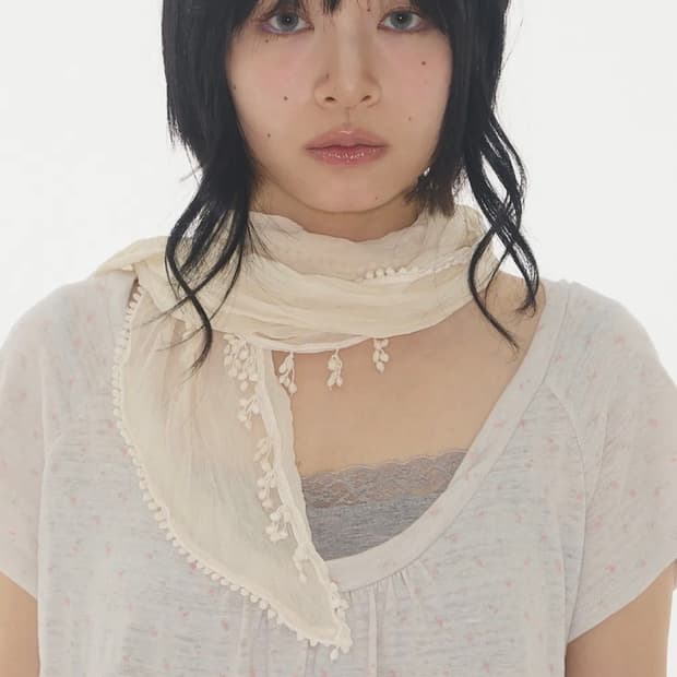 익스파이어드걸 Lily scarf Cream
