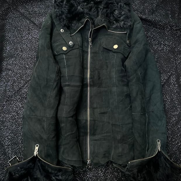 *rare* 1990s Jpn vkei 락시크 퍼 트리밍 레더 자켓