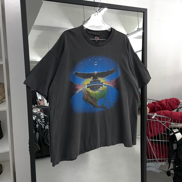 할리데이비슨 90s 94년도 싱글스티치 페이딩 이글 빈티지 반팔 티셔츠