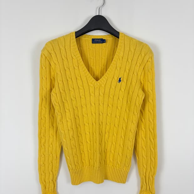 a21) 폴로랄프로렌 꽈배기 브이넥 니트