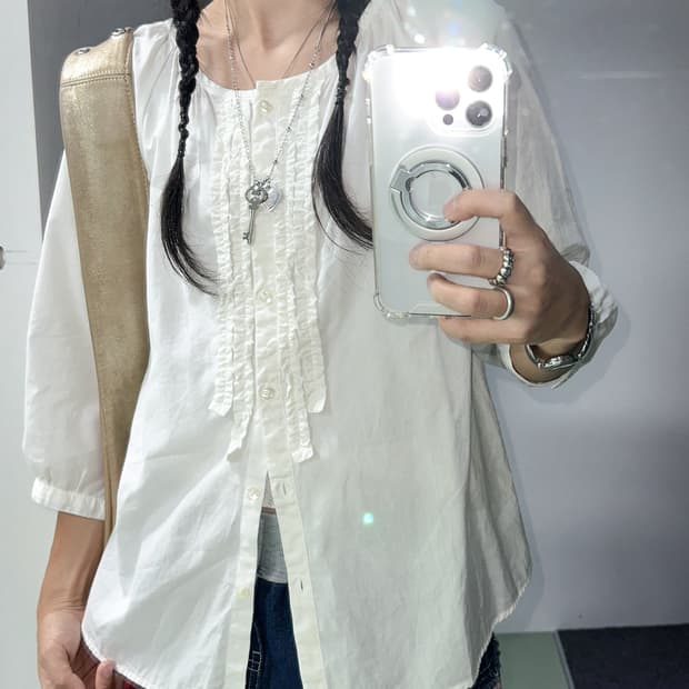 summer ruffle line blouse