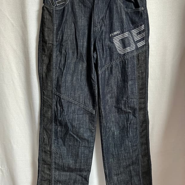 후부 FUBU 데님 빈티지 와이드 팬츠 청바지 32
