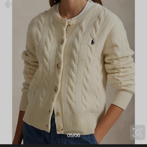 폴로 랄프로렌 울 캐시미어 아이보리 가디건 M