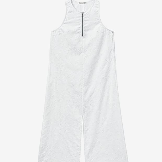 인사일런스우먼 자카드 화이트 슬릿 롱 원피스