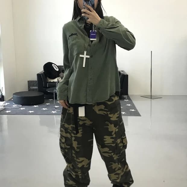 홀리스터 밀리터리 카키 셔츠