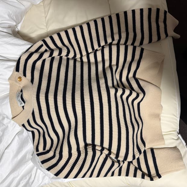 렉토 60S 프렌치 노티컬 스트라이프 니트 스웨터 L