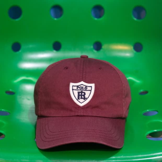 90s 폴로 랄프로렌 쉴드 로고 버건디 캡