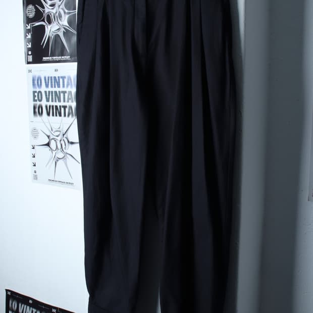 W(XL) 코스 면바지 팬츠 투턱 블랙 놈코어-P9767