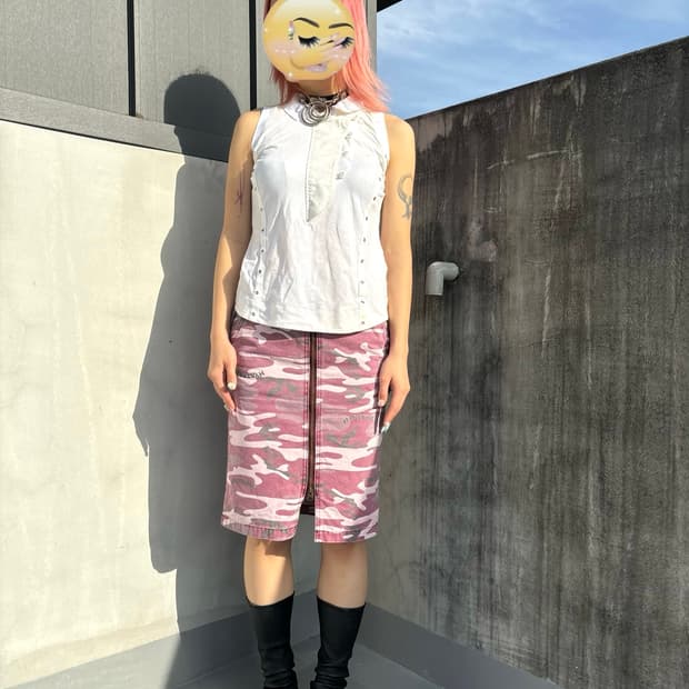 히스테릭글래머 카모 카고 스커트 갸루