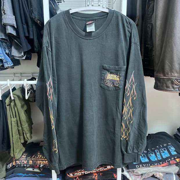 Harley Davidson Flame Pocket Long Sleeve