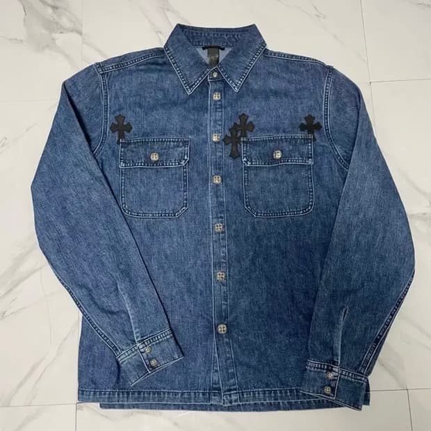 새상품 신형 1of1 크롬하츠 레더패치 데님 워크독 자켓 L 영수증O