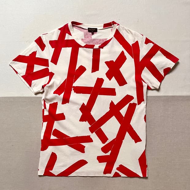 폴스미스 컬렉션 레드 브러쉬 프린트 티셔츠 paul smith