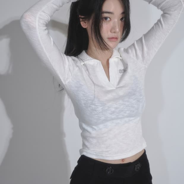 애즈온 아이비 카라 롱슬리브 화이트