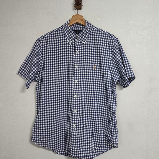 폴로 랄프로렌 깅엄 반팔 체크 셔츠 M