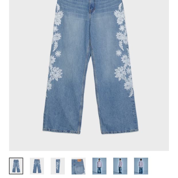 Kyso Western Flower Denim Washed Blue