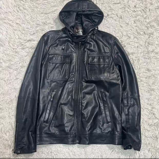 DAVID 램스킨 후드 레더 가죽 자켓