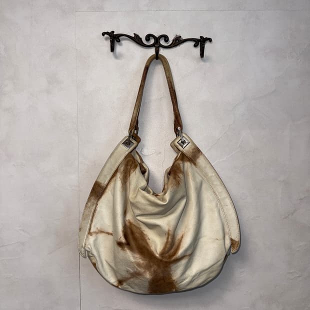 Palio ivory brown tie dye leather 숄더백