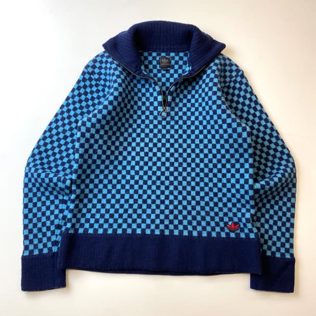 [M] 00s Adidas 아디다스 체커보드 하프집업 니트