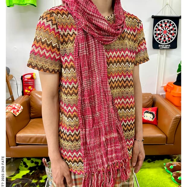 Jpn Vintage Tassel Trim Knit Long Scarf