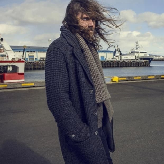 [Made in Italy] BARK 네이비 울 니트 코트