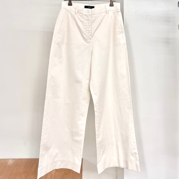 막스마라 화이트 와이드 코튼 팬츠