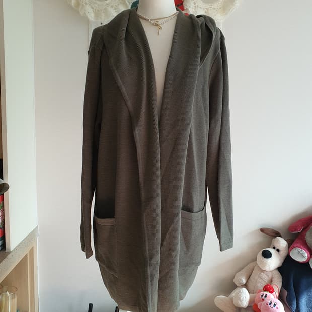 [모리걸] 롱 가디건 카키색