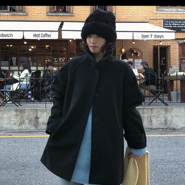 프롬비기닝 울 하프 코트 (블랙)