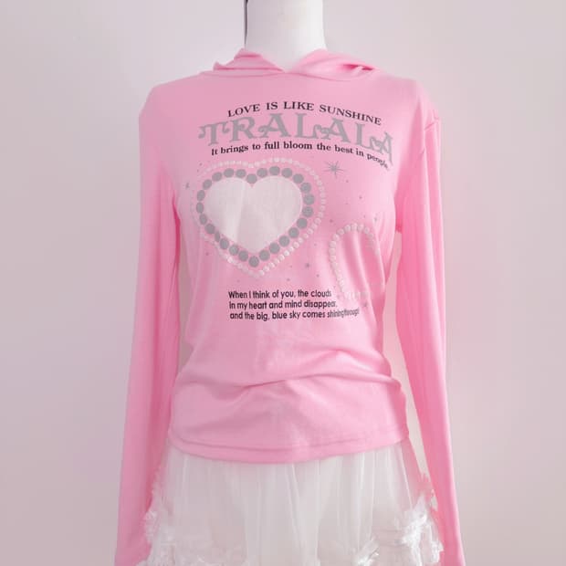 Tralala 트랄랄라 딸기우유 핑크 후드티셔츠 히메갸루 양산형 