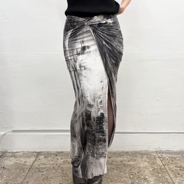 헬무트 랭 드레이프 프린팅 스커트