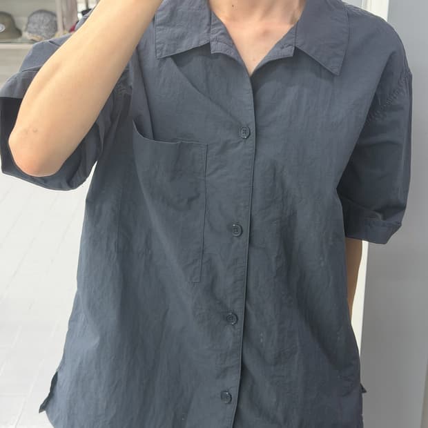 에디바우어 나일론 경량 나일론 반팔 카라 티셔츠 네이비