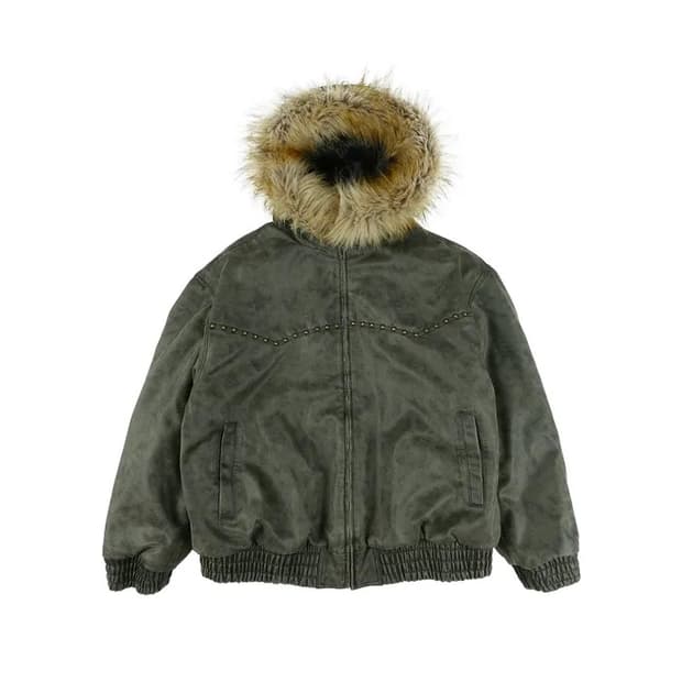 ERTR faux leather fur jacket black 