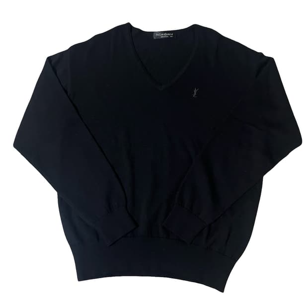 입생로랑 블랙 브이넥 니트