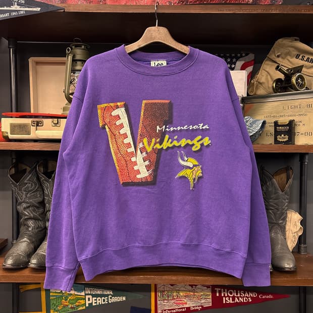 90s 리 스포츠 NFL 미네소타 바이킹스 퍼프 프린팅 스웻셔츠 N786