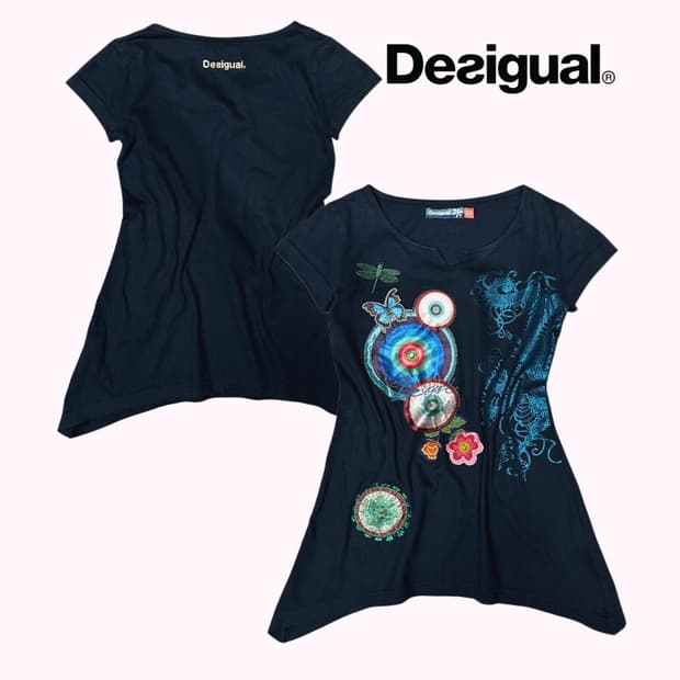 DESIGUAL oriental patch printing t-shirt