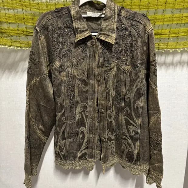빈티지 에스닉 히피 자수 자켓