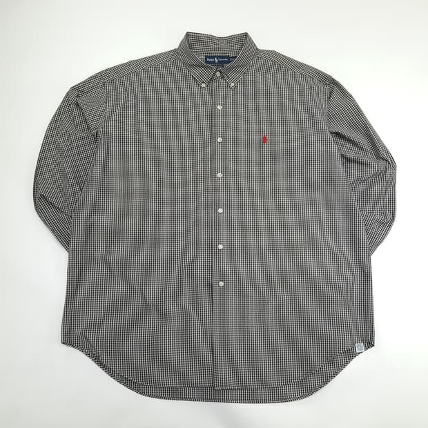 CN351 2XL 폴로 랄프로렌 블랙워치 마이크로타탄체크 긴팔 셔츠 남방