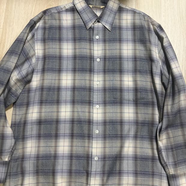오라리 23fw 그레이 체크셔츠