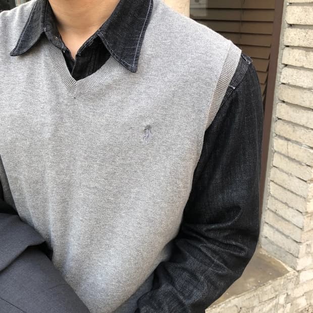 폴로 정품 피마코튼 베스트 라이트그레이