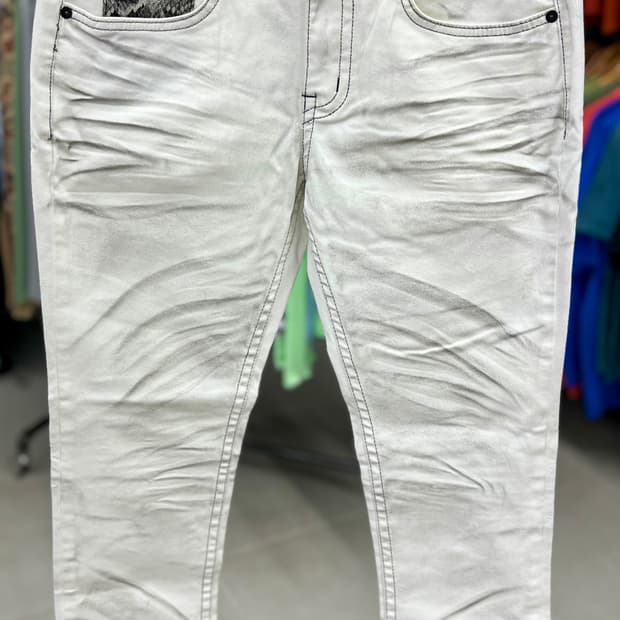 화이트 뱀피 포인트 가죽 PANT 