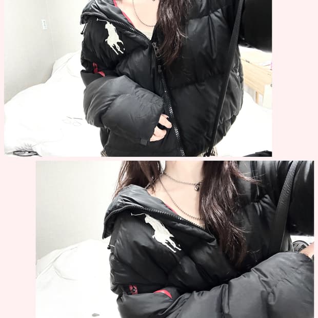 폴로 빅포니 블랙 덕다운 패딩