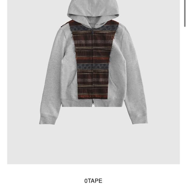 0tape FABRIC BLOCK HOODED ZIP-UP (HEATHE