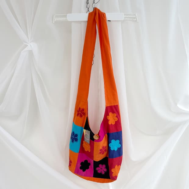 orange flower patchwork cross bag