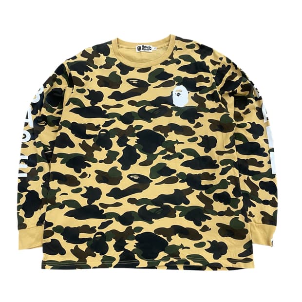 BAPE 베이프 옐로우 카모 롱슬리브 티셔츠