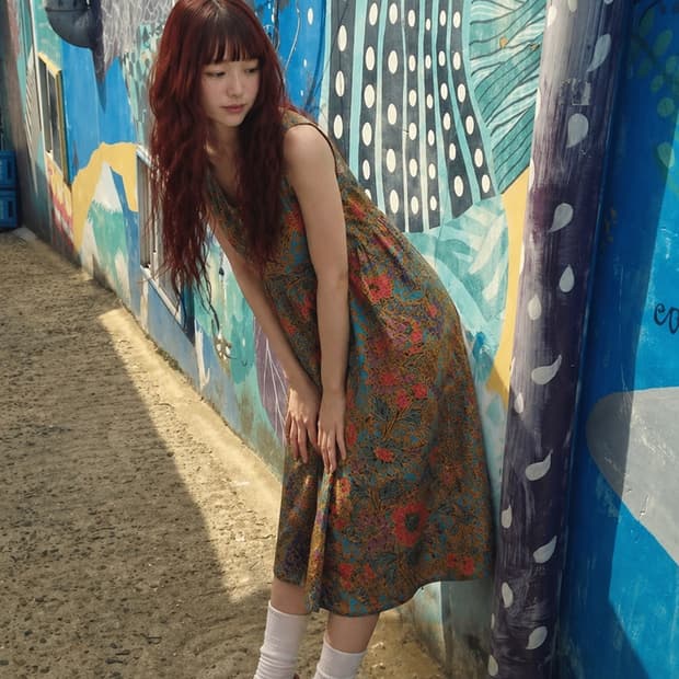 모리걸 소녀 히피 패턴 원피스