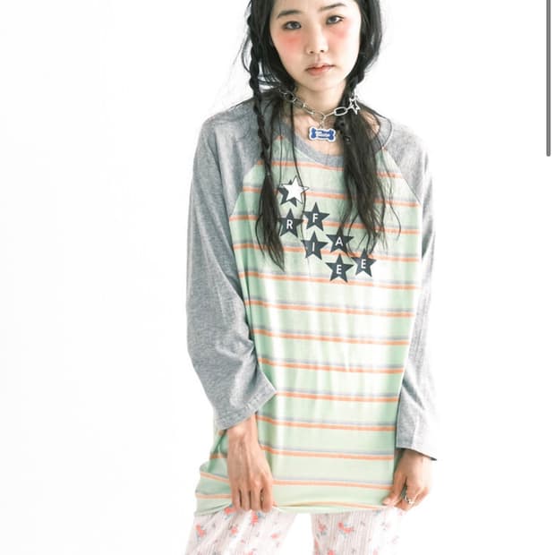 샵페어리 롱슬리브 rainbow raglan t-shirt (mint)