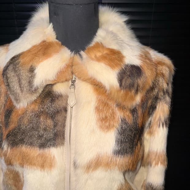 FASHCRE 이태리 토끼 털 밍크 가죽 레더 퍼 송치 고스 펑크 웨스턴