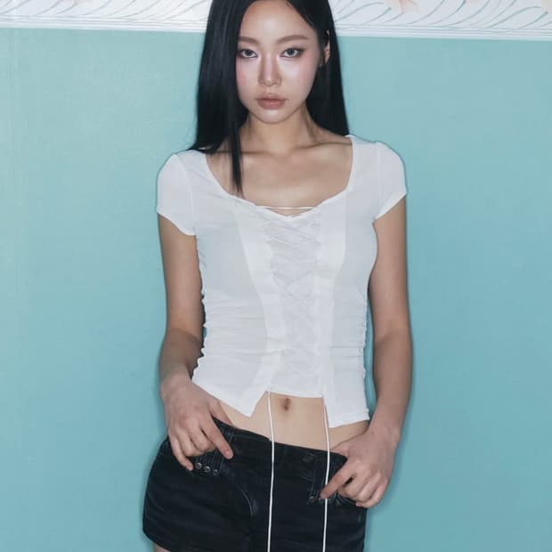 플리즈노팔로우 Heren Corset Short Sleeve Top