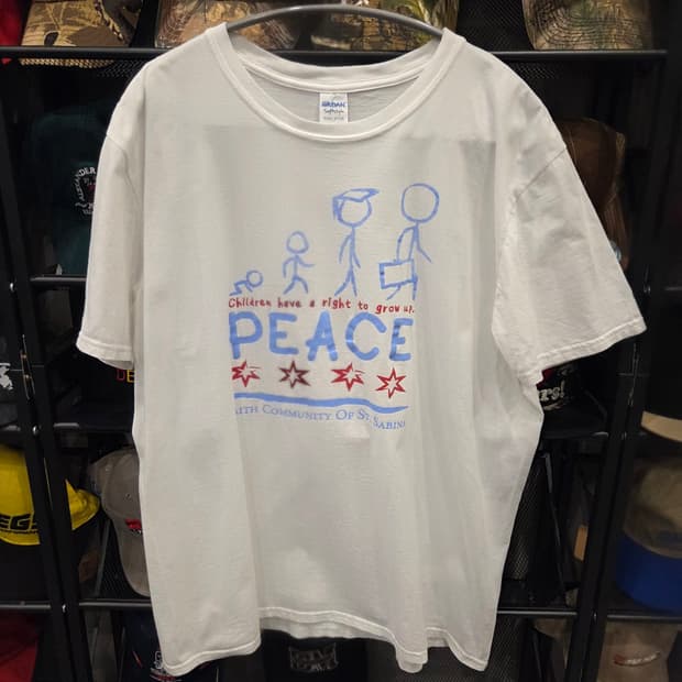 [XL]USA 빈티지 티셔츠 깔끔한 흰티 /PEACE